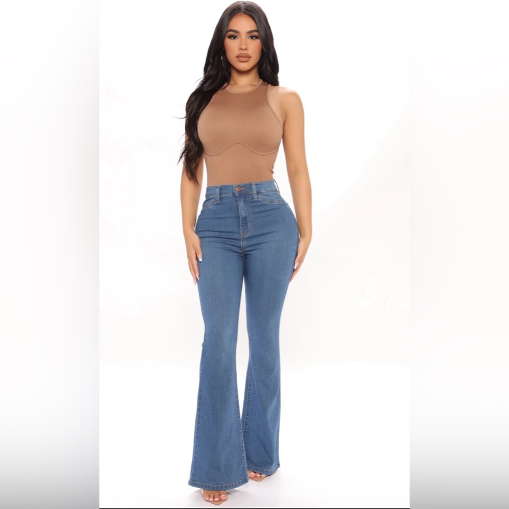 Fashion Nova Deep In My Soul Flare Wide-Leg Jeans